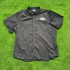 Harley Davidson black short sleeve button up shirt